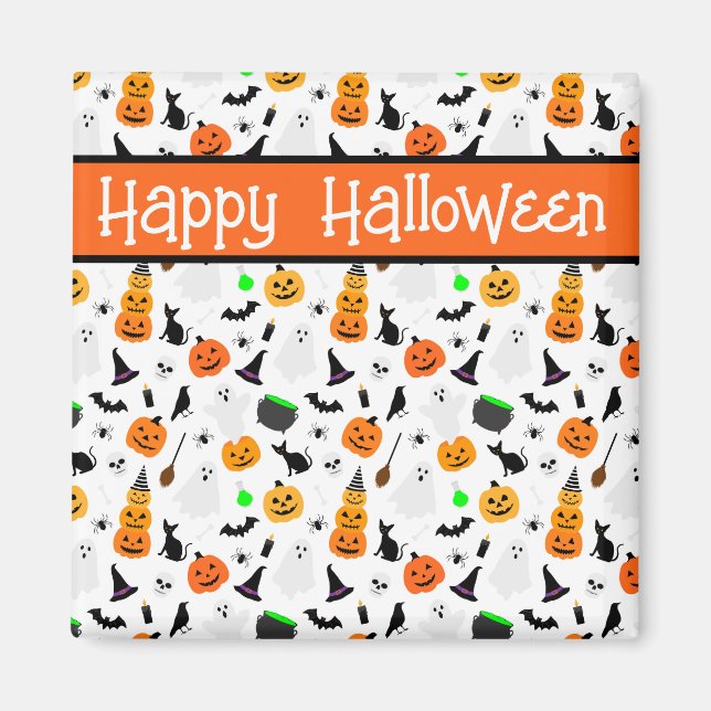 Kid Halloween Ghost Pumpkin Black Cat Personalize Magnet (Framsidan)