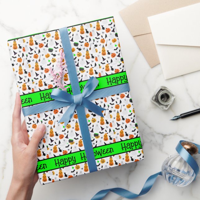 Kid Halloween Ghost Pumpkin Black Cat Personalize Presentpapper (Gifting)