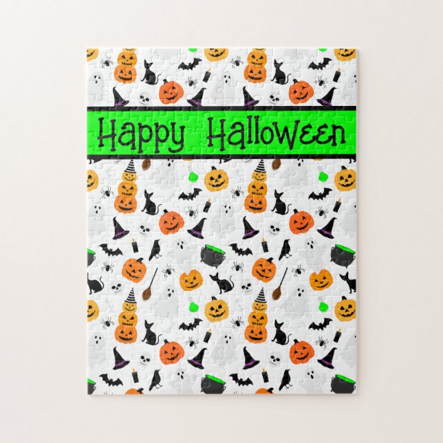 Kid Halloween Ghost Pumpkin Black Cat Personalize Pussel (Vertikal)