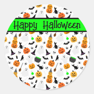 Kid Halloween Ghost Pumpkin Black Cat Personalize Runt Klistermärke