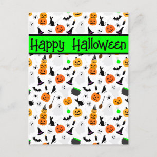Kid Halloween Ghost Pumpkin Black Cat Personalize Vykort