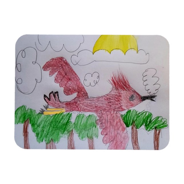 Kid hand plockade Red Cardinal Magnet (Horisontell)