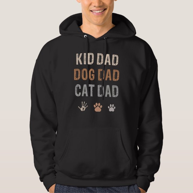 Kid Hund Cat Pappa Päls Pappa Fars dag Hoodie (Framsida)