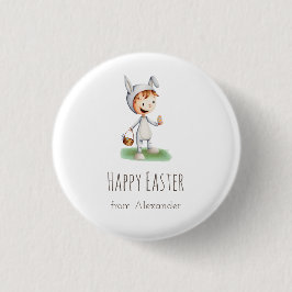 Kid i Påskhare Costume Egg Hunt Personlig Knapp