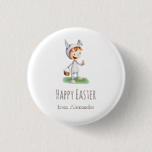 Kid i Påskhare Costume Egg Hunt Personlig Knapp