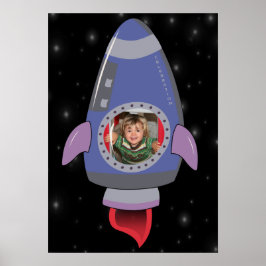 Kid in Rocket Frakt Space Travel Rumme Poster