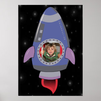 Kid in Rocket Frakt Space Travel Rumme Poster