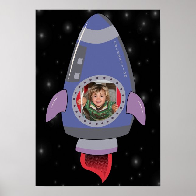 Kid in Rocket Frakt Space Travel Rumme Poster (Framsidan)