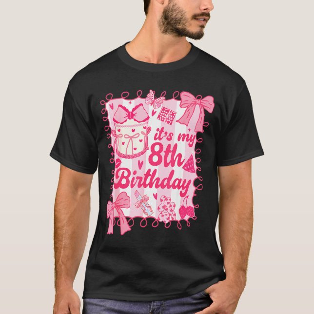 Kid Its My 8th Birthday Coquette Aesthetic 8 Years T Shirt (Framsida)