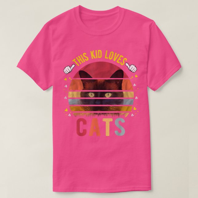 Kid Kärlek Cats Boys och Girls Cat Gift  T Shirt (Design framsida)