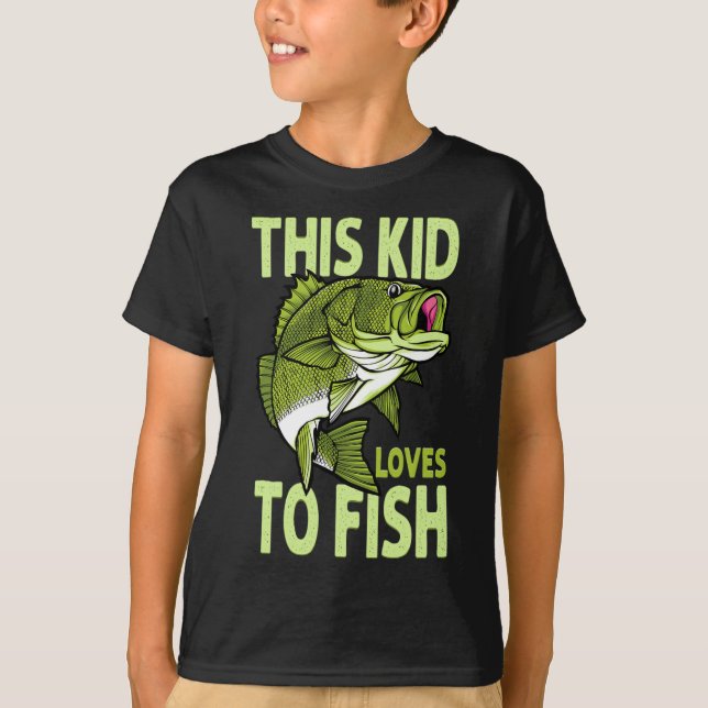 KID Kärlek to Fish Fishing Kid T Shirt (Framsida)