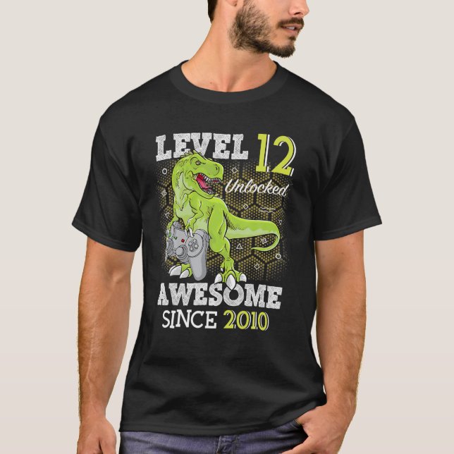Kid Level 12 Olåst Fantastisk 2010 12 Y/O Gamer Bi T Shirt (Framsida)