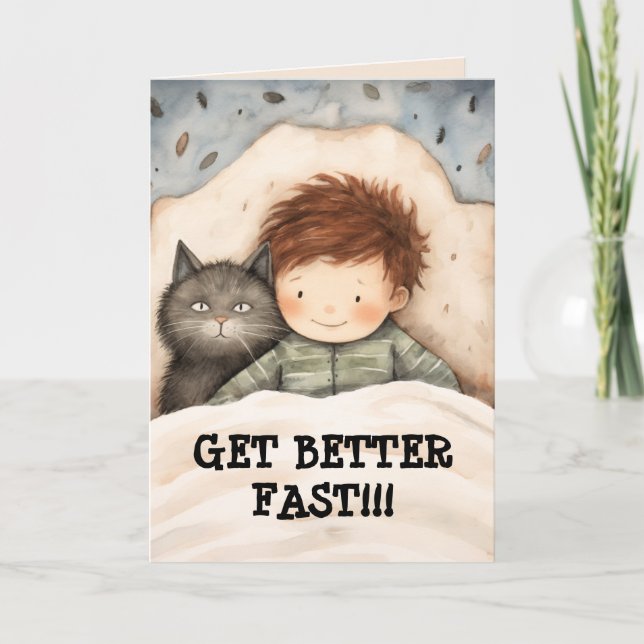 KID n CAT GET WELL CARD Tack Kort (Framsida)