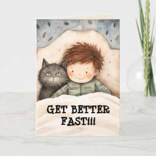 KID n CAT GET WELL CARD Tack Kort