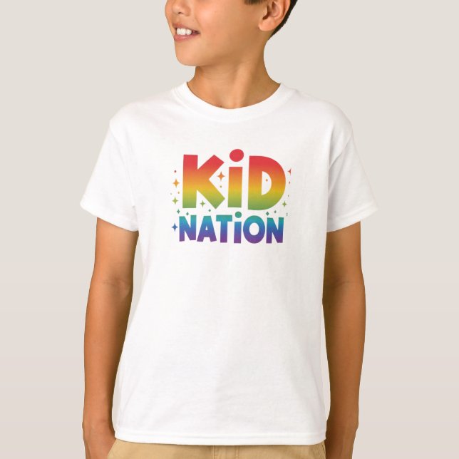 "Kid Nation" text T-Shirt (Framsida)