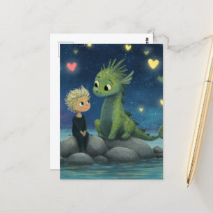 Kid och Dragon Vykort