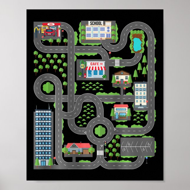 Kid Play-bilar på Pappa Ck Tävling Track Mat Fars  Poster (Framsidan)