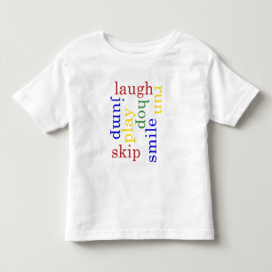 Kid Play, skratt, springa, hoppa typografi t-shirt
