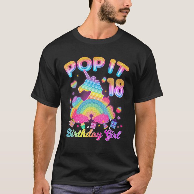 Kid Pop 18:e födelsedagsflickan 18 år gammal födel T Shirt (Framsida)