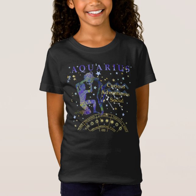 Kid Retro Aquarius Zodiac Traits T-Shirt (Framsida)