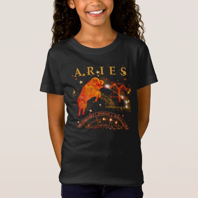 Kid Retro Aries Zodiac Traits T-Shirt (Framsida)
