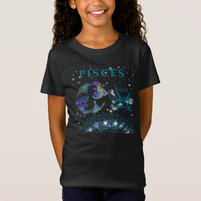 Kid Retro Pisces Zodiac Traits T-Shirt (Framsida)