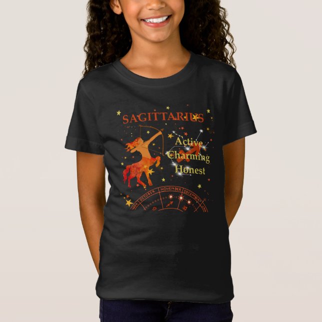 Kid Retro Sagittarius Zodiac Traits T-Shirt (Framsida)