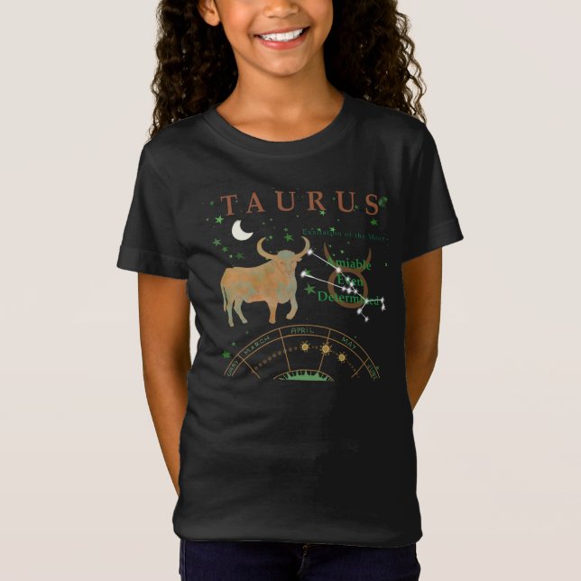 Kid Retro Taurus Zodiac Traits T-Shirt (Framsida)