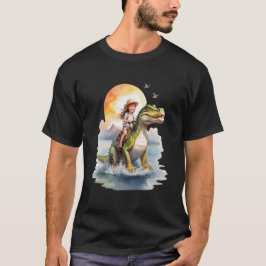 Kid Riding on Dinosaur T Shirt
