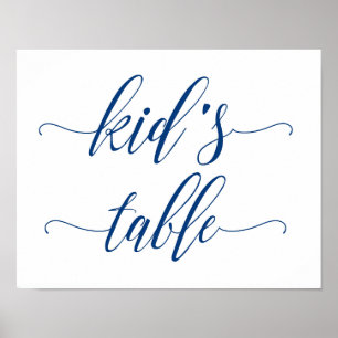 Kid’s Bord Bröllop Sign in Navy Blue Poster