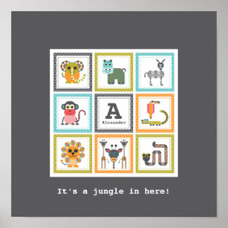 Kid:s moderna jungle Safari Animals Poster