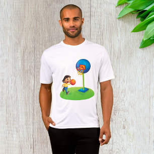 Kid spelar basketboll med Ring Roligt Sports T Shirt