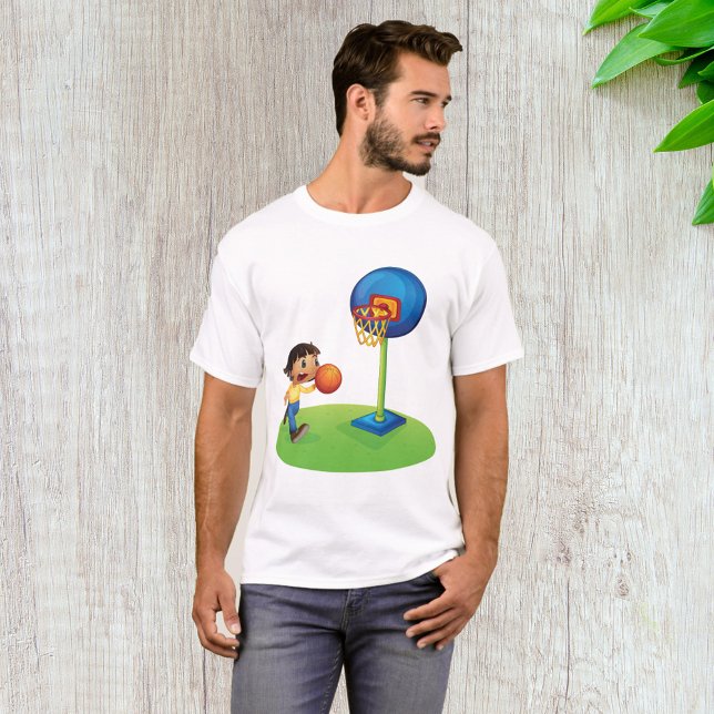 Kid spelar basketboll med Ring Roligt Sports T Shirt (Skapare uppladdad)