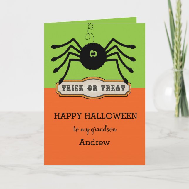 Kid Spindel Gott Halloween Barnbarn Kort (Framsida)