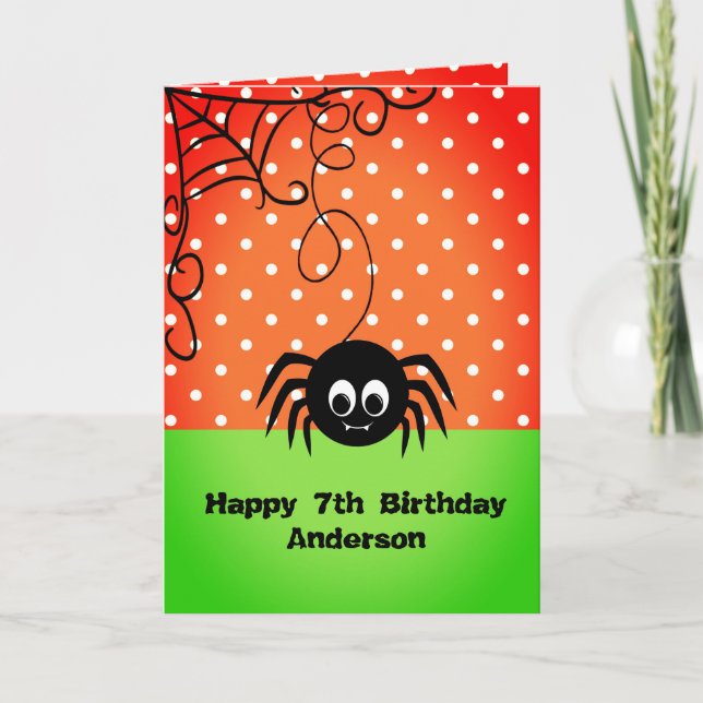 Kid Spooky Spider Birthday Halloween Kort (Framsida)