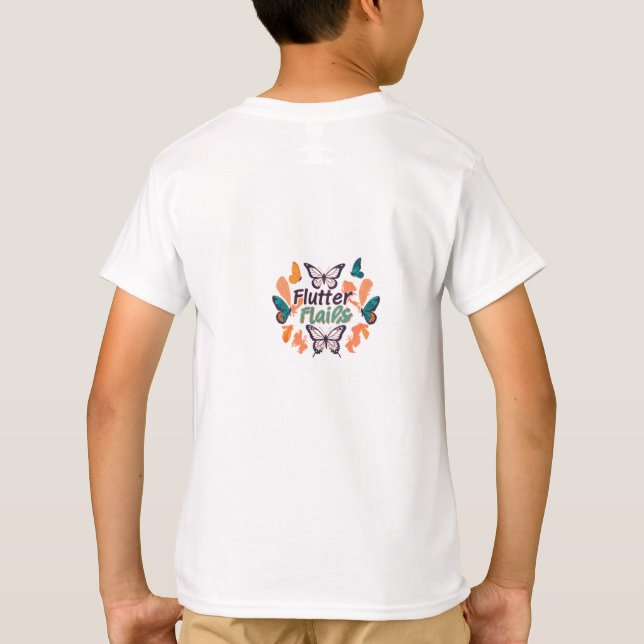Kid T-shirt designad med "Flutter Flairs". (Baksida)