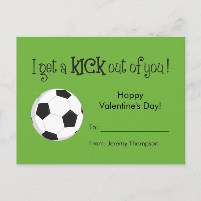 Kid Valentine Day Card - Fotboll Kärlek Helg Vykort (Framsida)