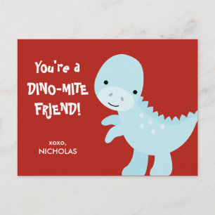 Kid Valentines dagskort - Dino-mite-vän Helg Vykort