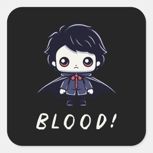 Kid Vampire Fyrkantigt Klistermärke (Framsida)