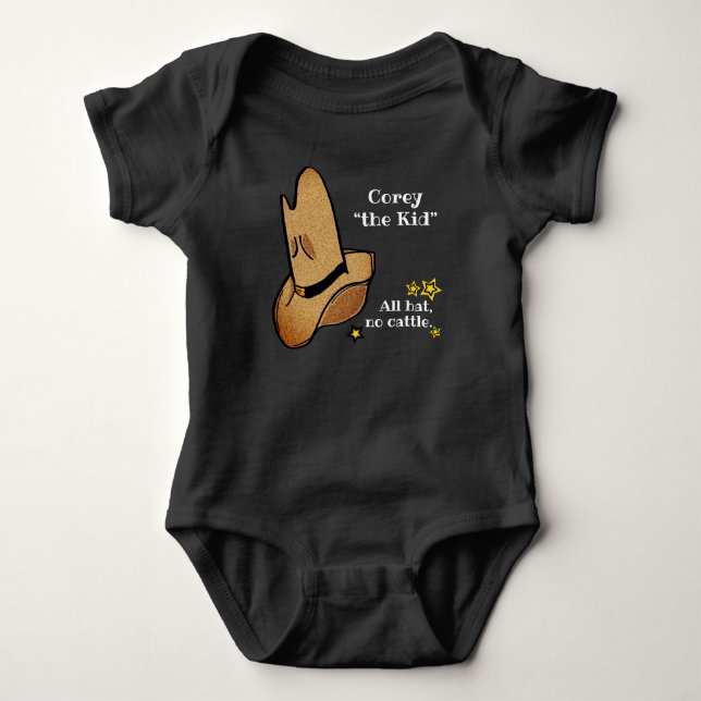 Kid westernare cowboy cowboyskor svart t shirt (Framsida)