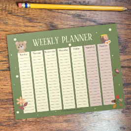 Kid Woodland Weekly Planner med Anteckningsblocket Anteckningsblock