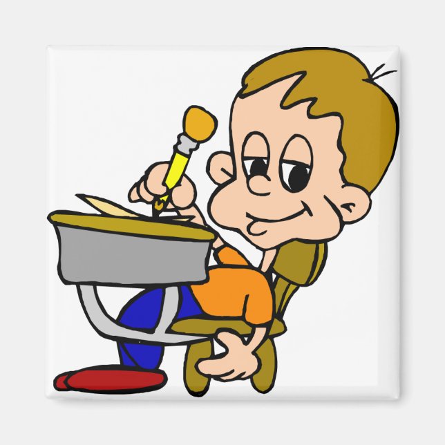 Kid Writing at Desk Magnet (Framsidan)