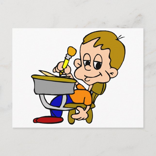 Kid Writing at Desk Vykort (Framsida)