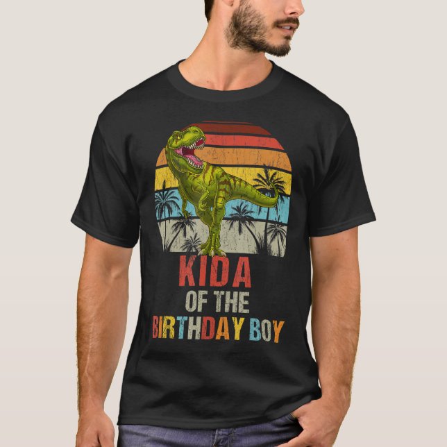 Kida Dinosaur of the Birthday Boy Matching Family T Shirt (Framsida)