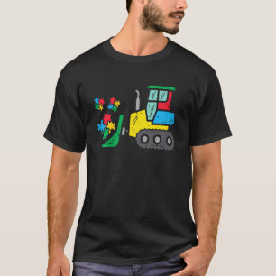 Kidbulldozer Puzzle Autism Awareness Construction T Shirt