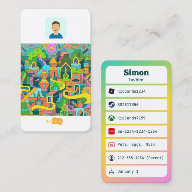 KidCard Visitkort (Fram/baksida)