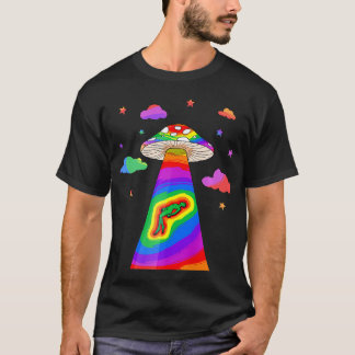 Kidcore Aesthetic Alien UFO Abduction Mushroom Cot T Shirt