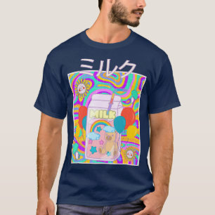 Kidcore Aesthetic Japanska Kawaii Mjölk Carton 80s T Shirt