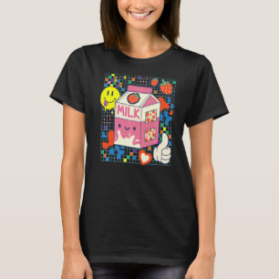 Kidcore Aesthetic Strawberry Mjölk Fabric Patches T Shirt