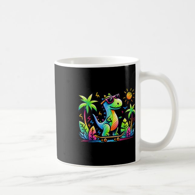 Kidcore Estetisk Dinosaurie Skateboard-doodle Al Kaffemugg (Höger)